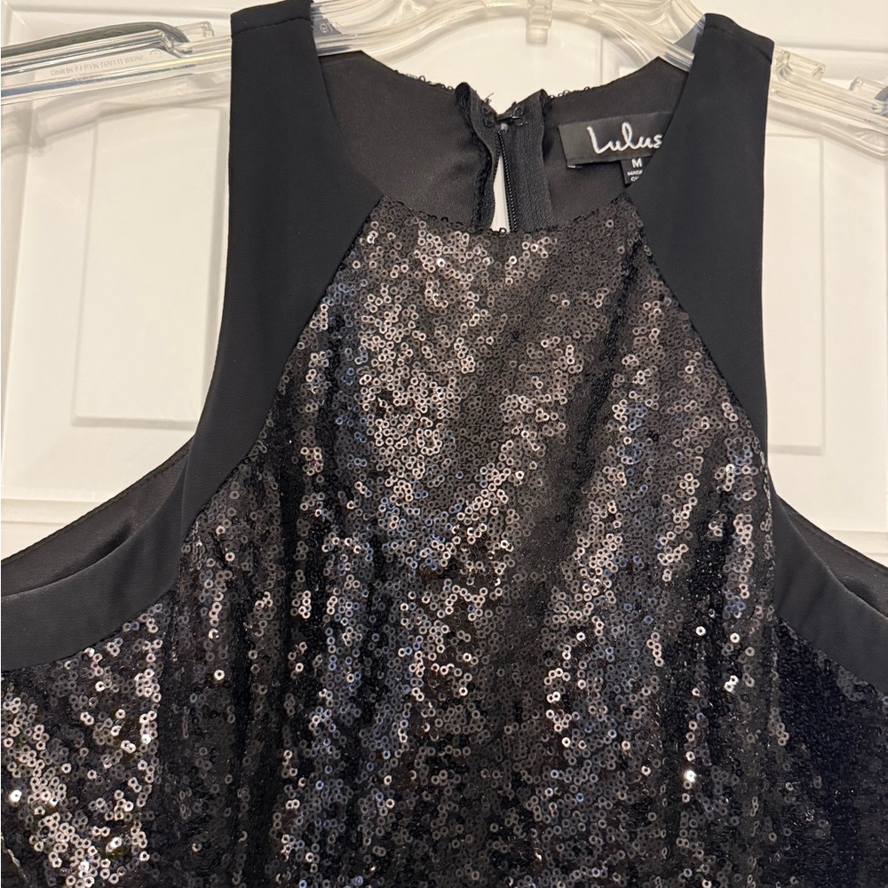 Lulu's Black Sequin Prom Dress